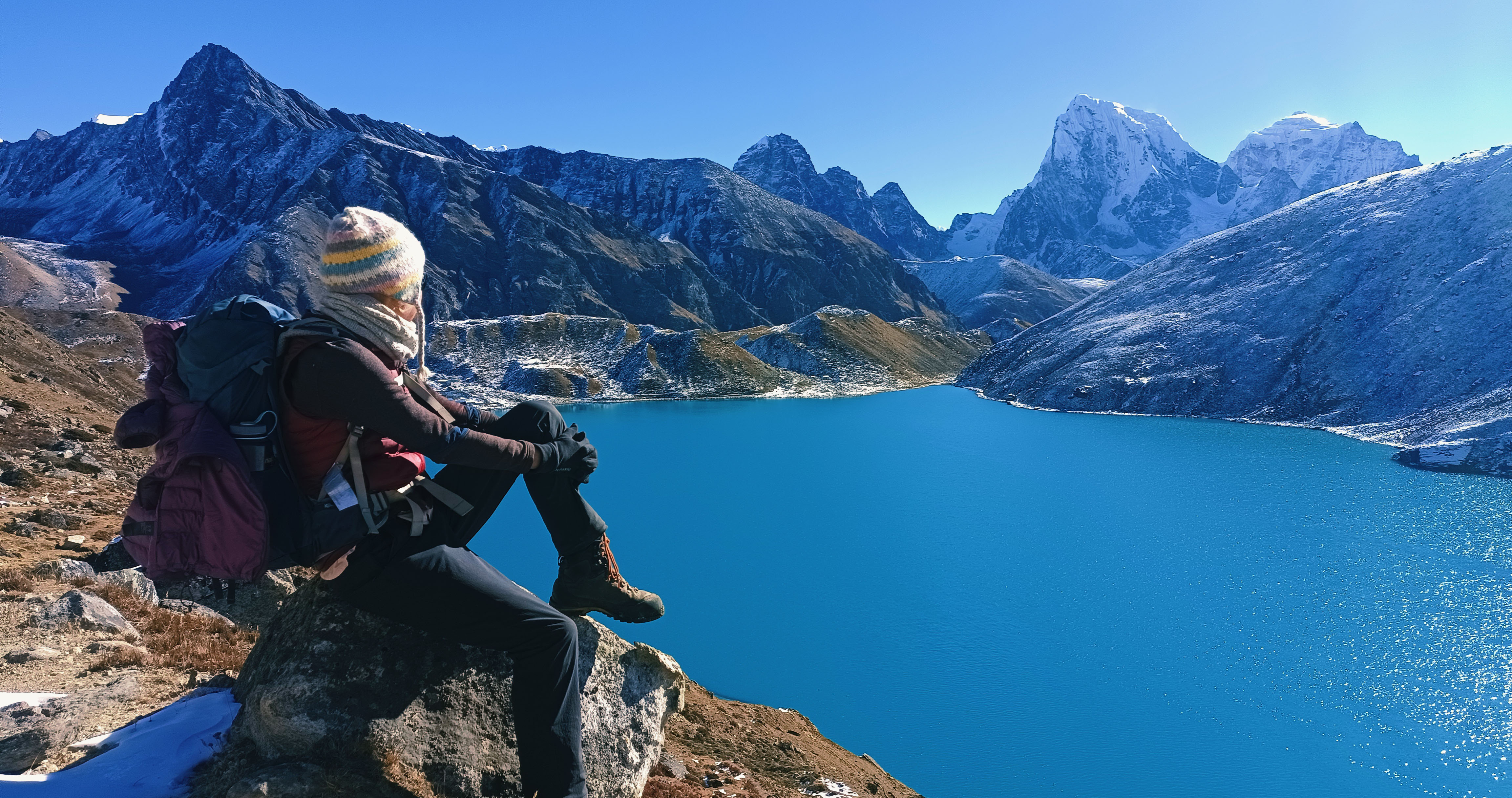 Trekking in the Everest Region offers breathtaking views of Gokyo Lake along the route to the Renjo La Pass.